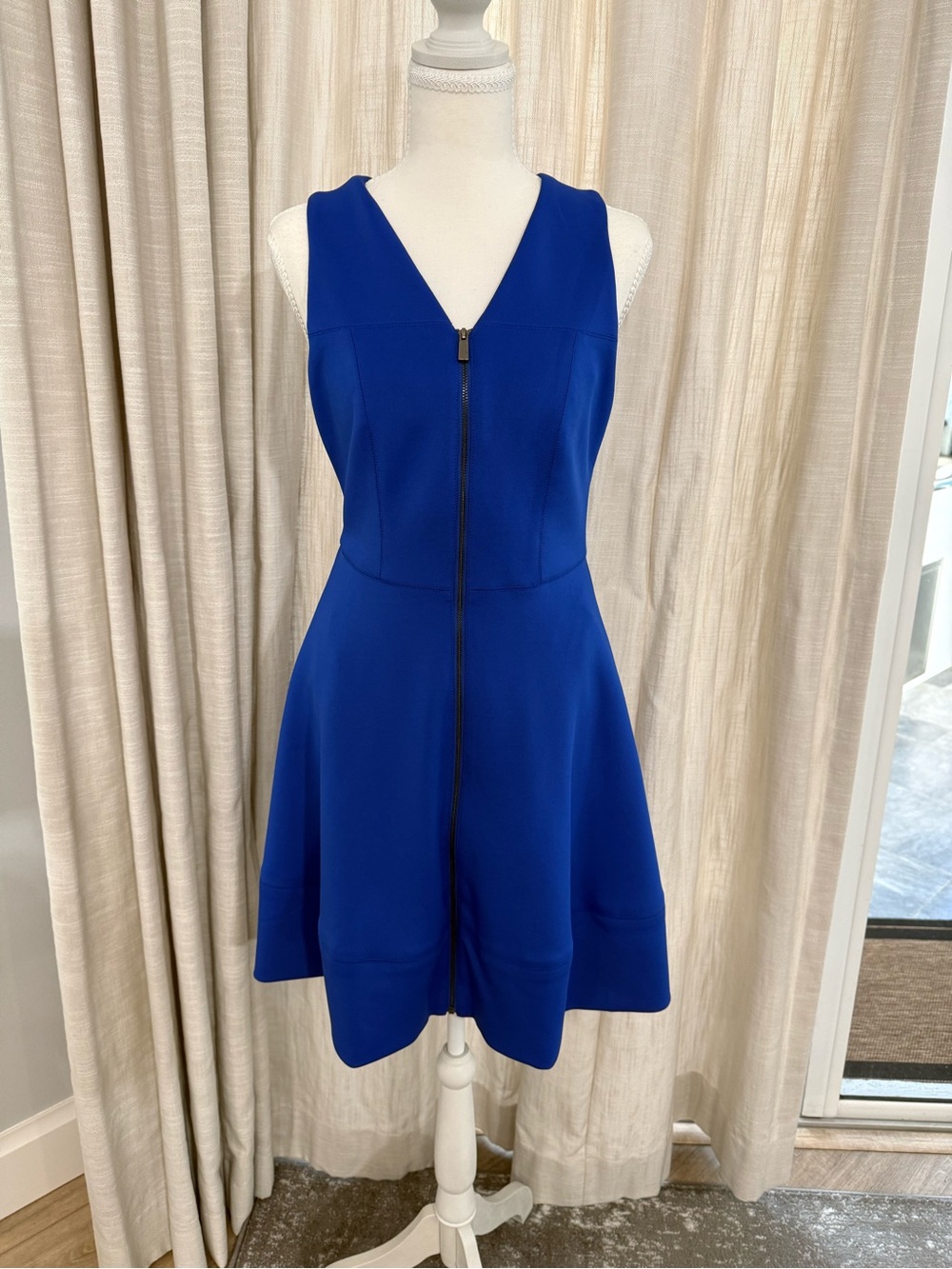 Vince Camuto Vibrant Blue Zip-Front A-Line Mini Dress